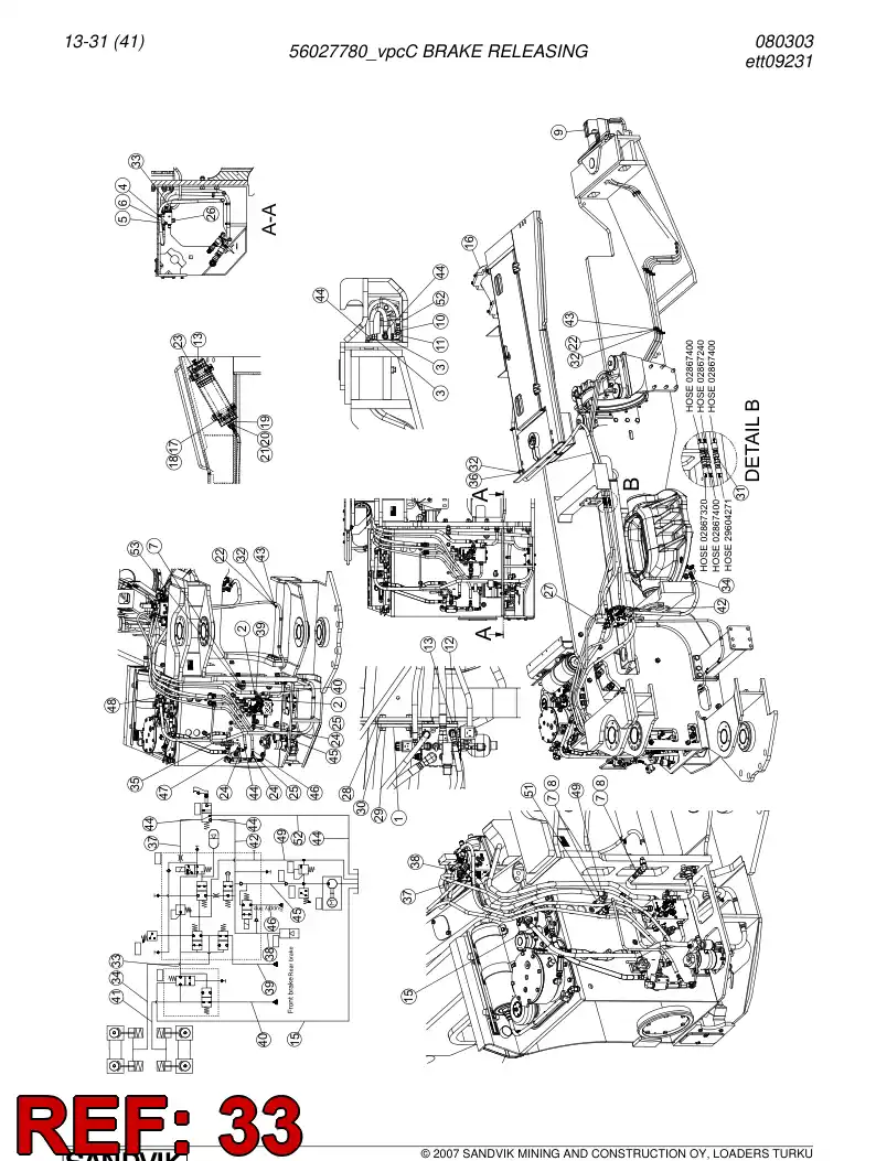 29604189 296 041 89 Hydraulic hose - Sandvik Technical Drawing