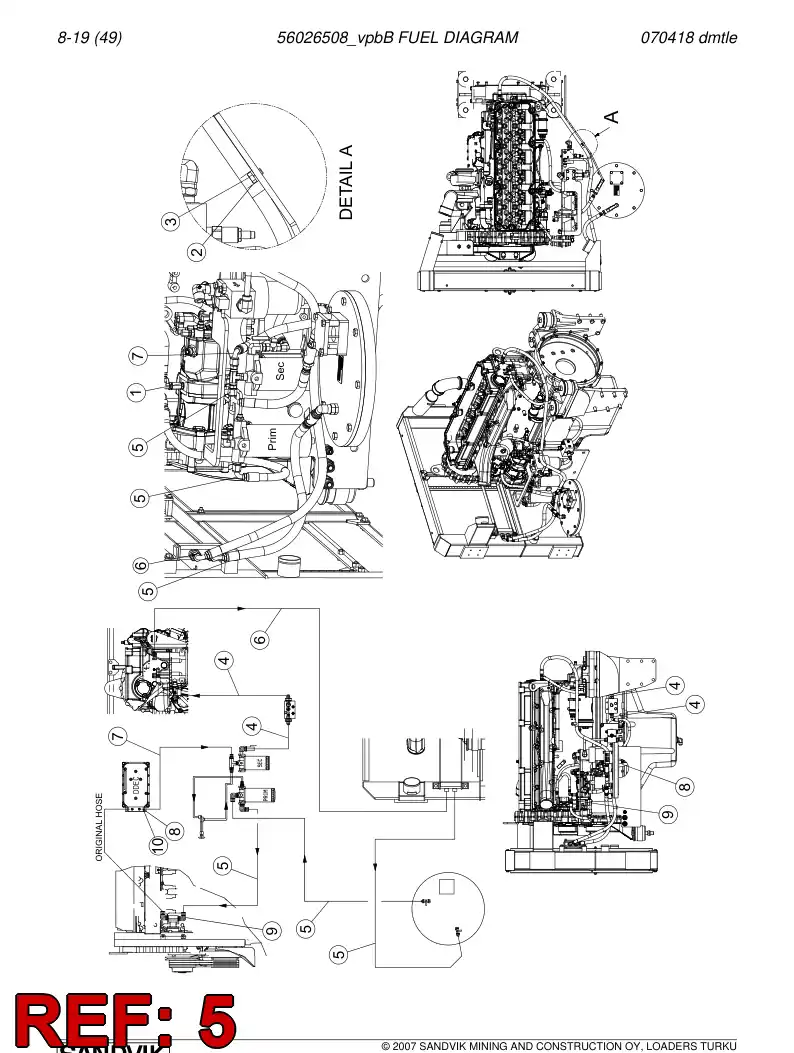 29604210 296 042 10 Fuel hose - Sandvik Technical Drawing