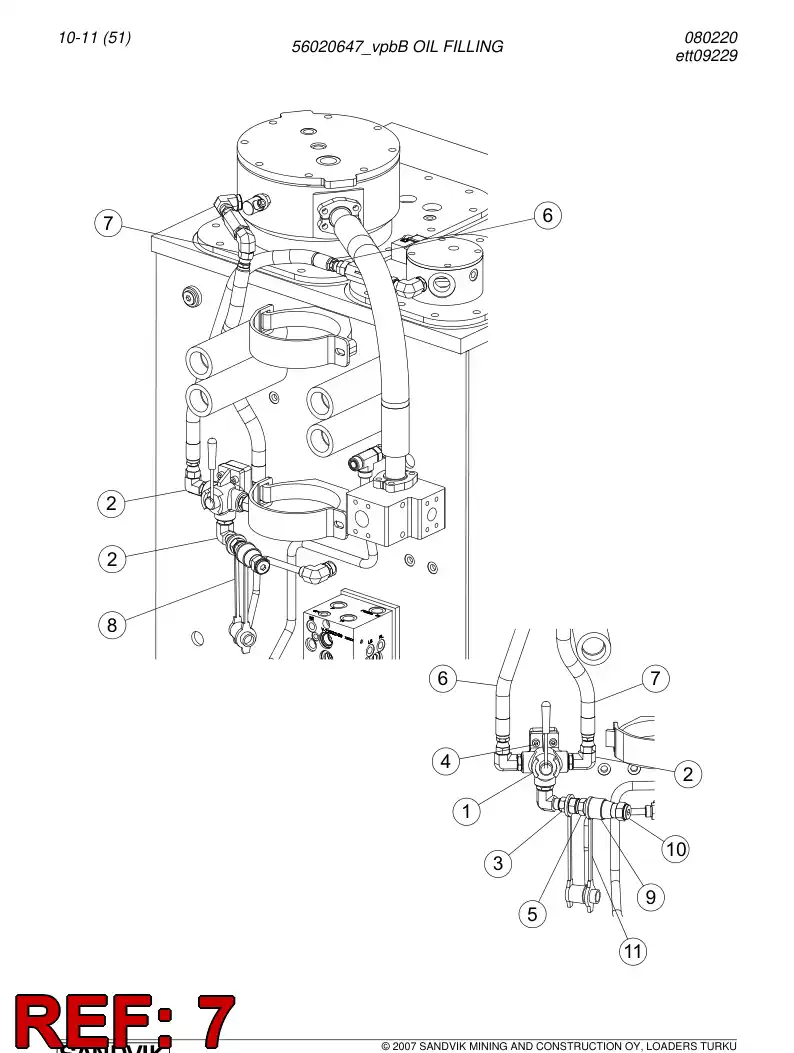 29605096 296 050 96 Hydraulic hose - Sandvik Technical Drawing
