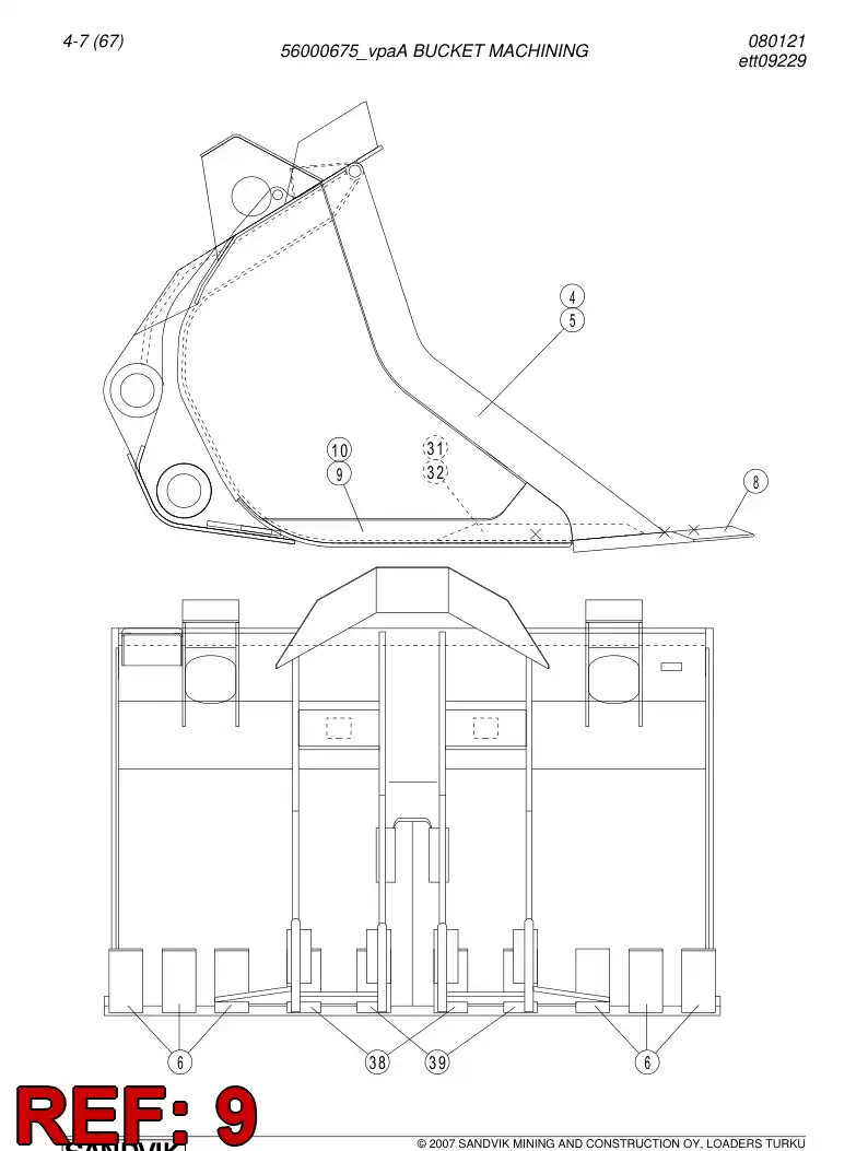 29612191 296 121 91 Elbow support - Sandvik Technical Drawing