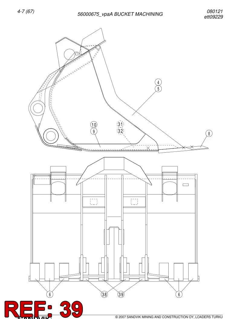 29612203 296 122 03 Wear plate - Sandvik Technical Drawing