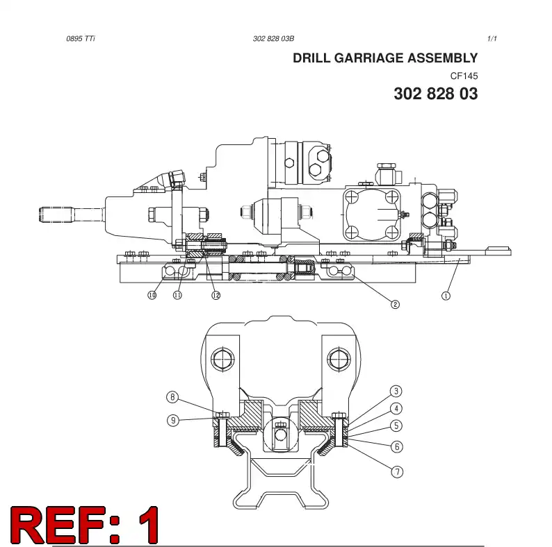 30282111 302 821 11 DRILL CARRIAGE ASSY - Sandvik Technical Drawing