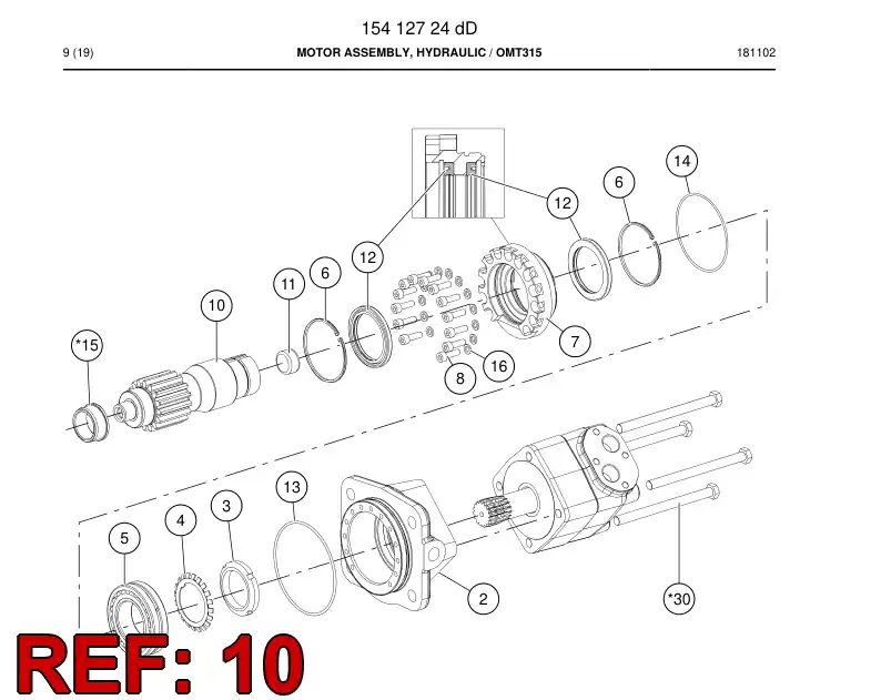 30288998d 302 889 98d Shaft, Rotating - Sandvik Technical Drawing