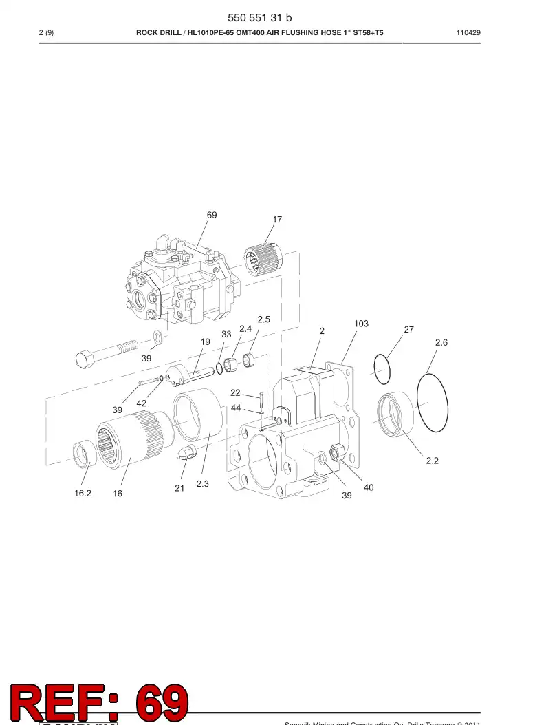 30299102 302 991 02 POWER EXTRACTOR HL 1000 PE - Sandvik Technical Drawing