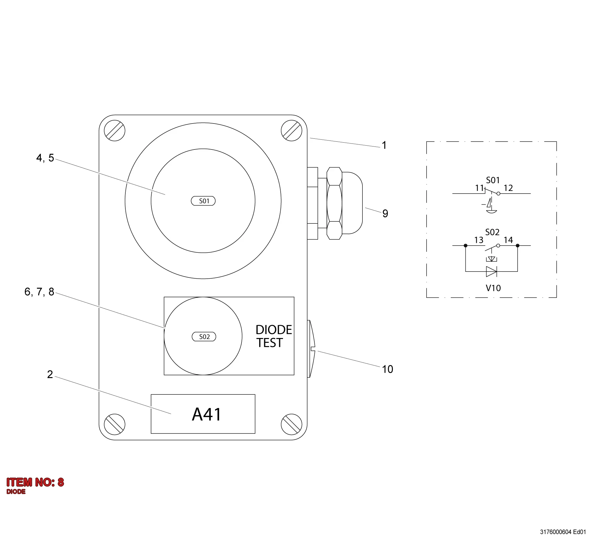 3035 3306 41 DIODE - Technical Drawing