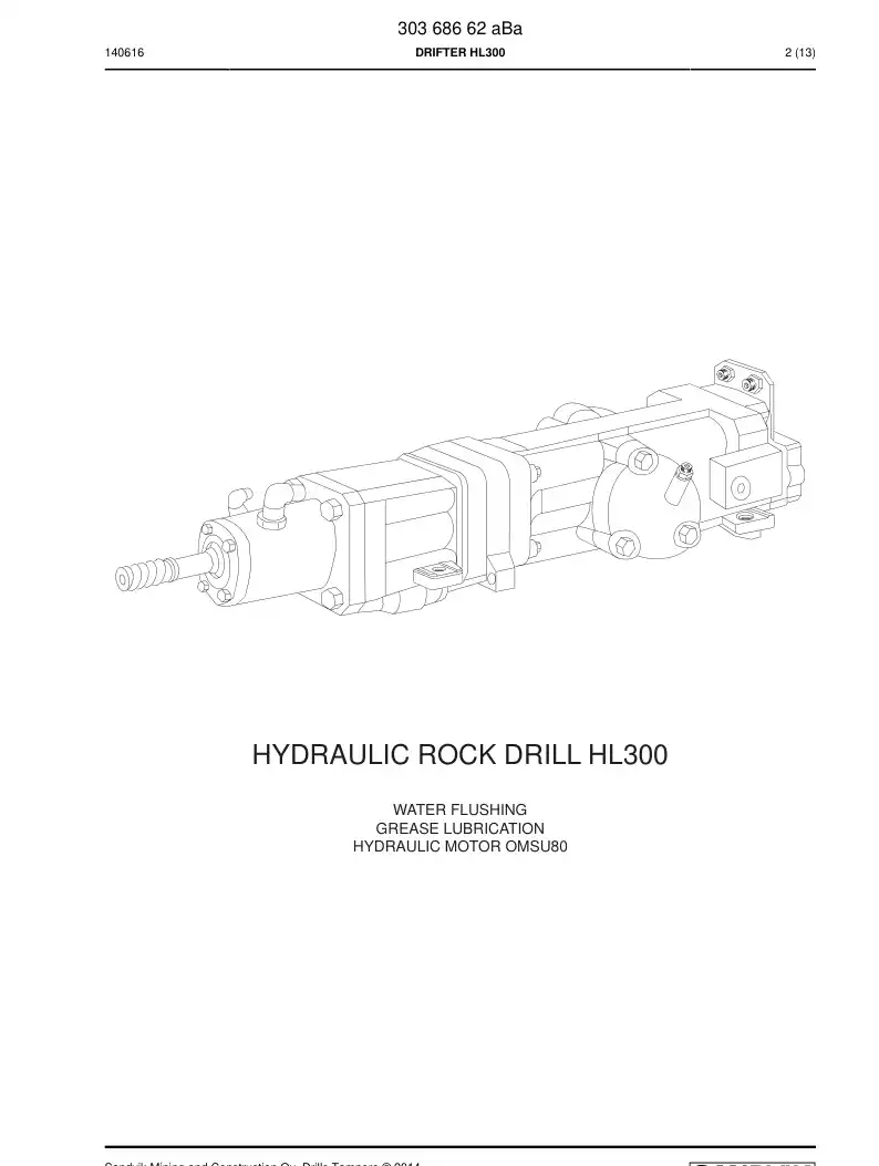 30368662a 303 686 62a DRIFTER HL300 - Sandvik Technical Drawing