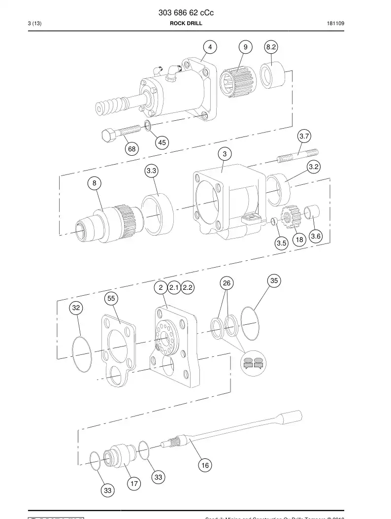 30368662c 303 686 62c Rock Drill - Sandvik Technical Drawing