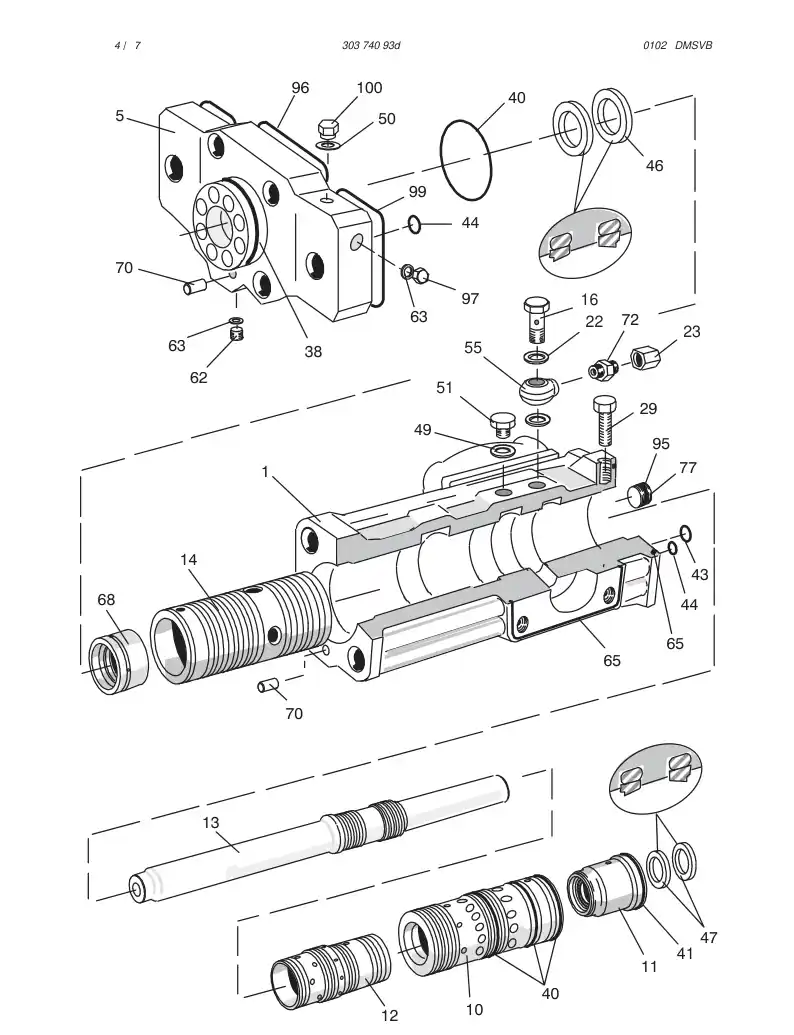 30374093d 303 740 93d HYDRAULIC ROCK DRILL HL 600 - Sandvik Technical Drawing