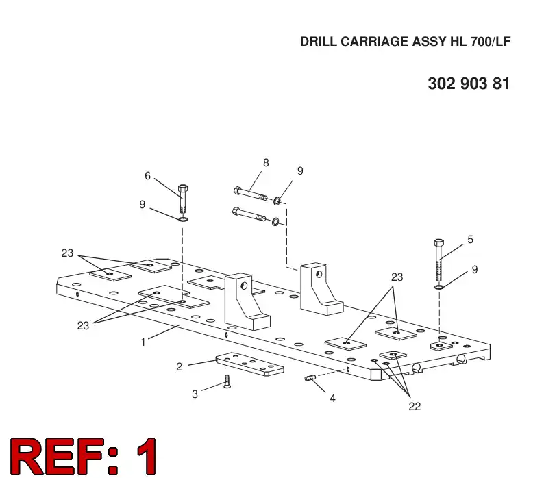 30380498 303 804 98 DRILL CARRIAGE FOR HL700 AND HL1000 - Sandvik Technical Drawing