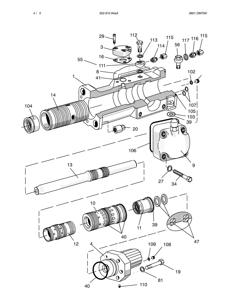 30381094aA 303 810 94aA HYDRAULIC ROCK DRILL HL700 - Sandvik Technical Drawing