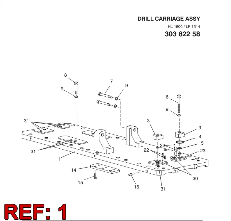 30382008 303 820 08 DRILL CARRIAGE FOR HL1500/HL1000 - Sandvik Technical Drawing