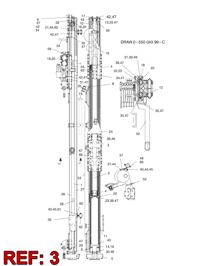 30382258 303 822 58 DRILL CARRIAGE - Sandvik Technical Drawing