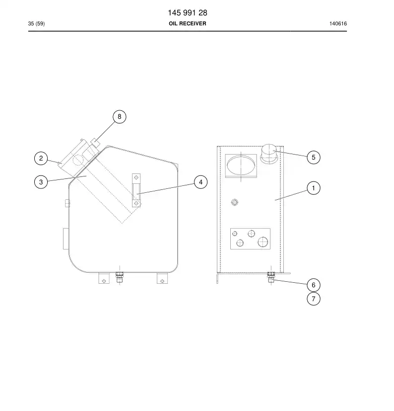 31100228a 311 002 28a OIL RECEIVER - Sandvik Technical Drawing