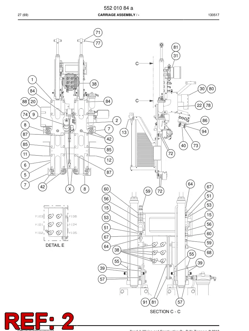 31122328a 311 223 28a SIDE CARRIAGE MACHINERY - Sandvik Technical Drawing