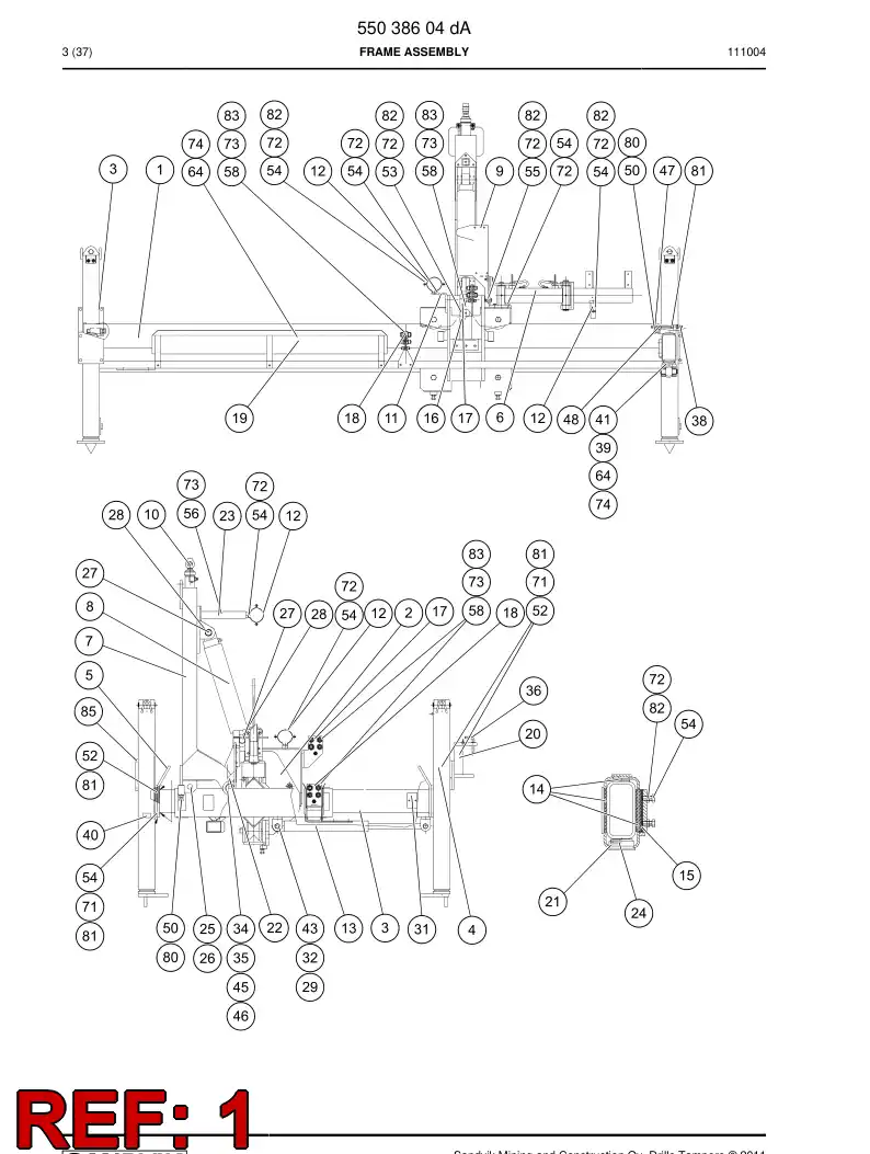31131218a 311 312 18a FRAME - Sandvik Technical Drawing