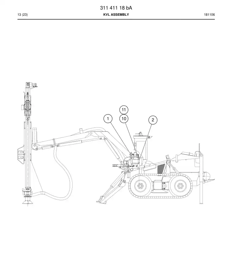 31141118b 311 411 18b KVL ASSEMBLY - Sandvik Technical Drawing