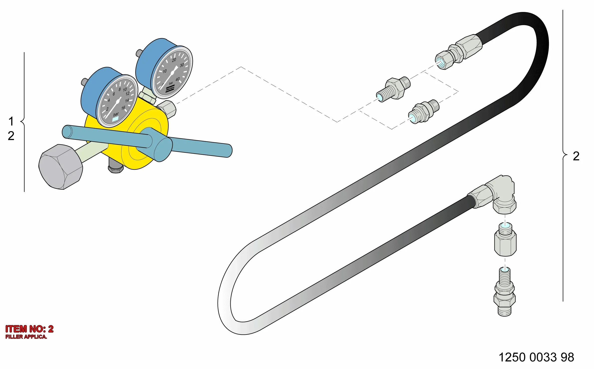 3115 1821 80 – CHARGING HOSE FOR ACCUMULATOR  . - Technical Drawing