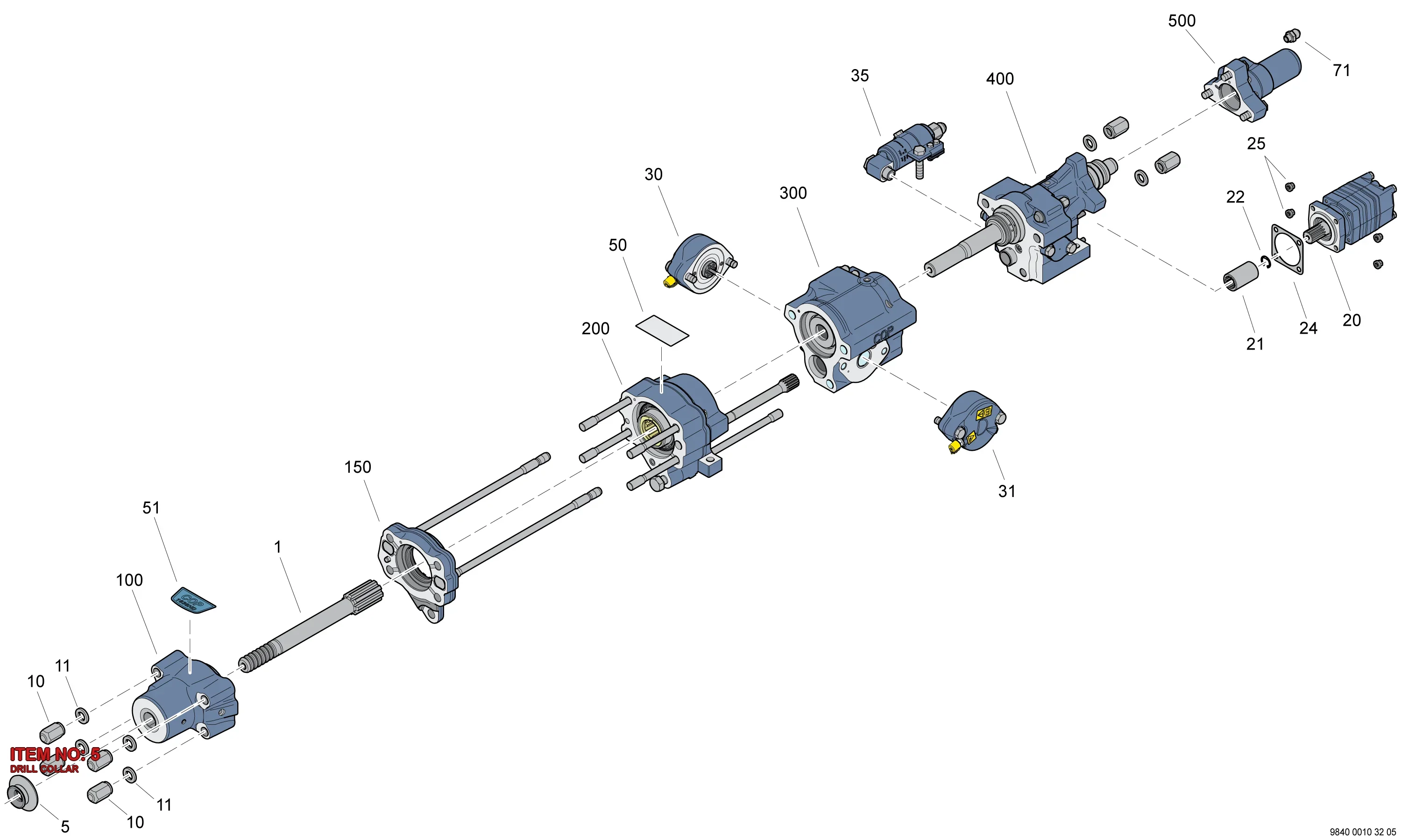 3115 2231 00 DRILL COLLAR (FOR DRILLING UPWARDS - Technical Drawing