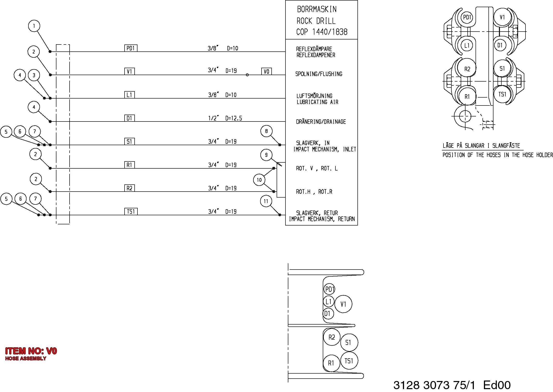 3115 2761 00 HOSE ASSEMBLY - Technical Drawing