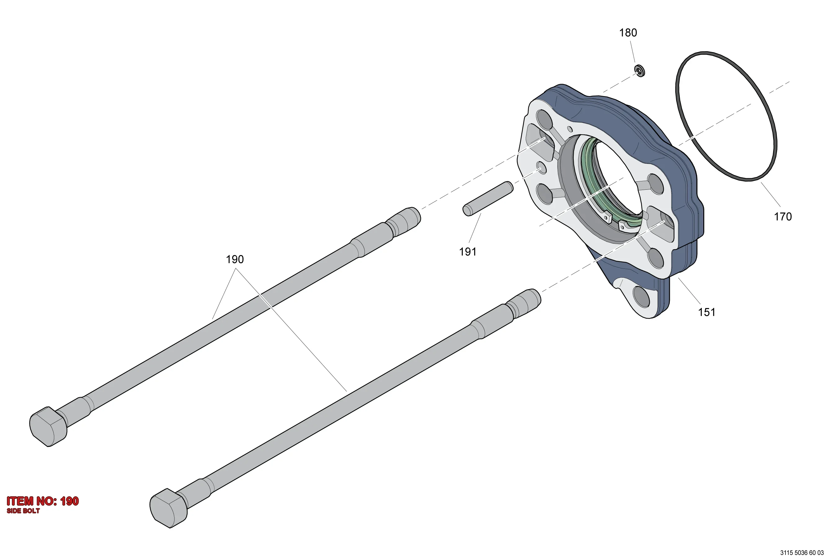 3115 5040 00 SIDE BOLT - Technical Drawing