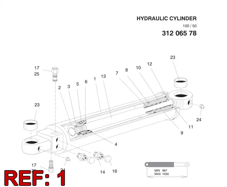 31206728 312 067 28 SYL.PUTKI D=100 - Sandvik Technical Drawing