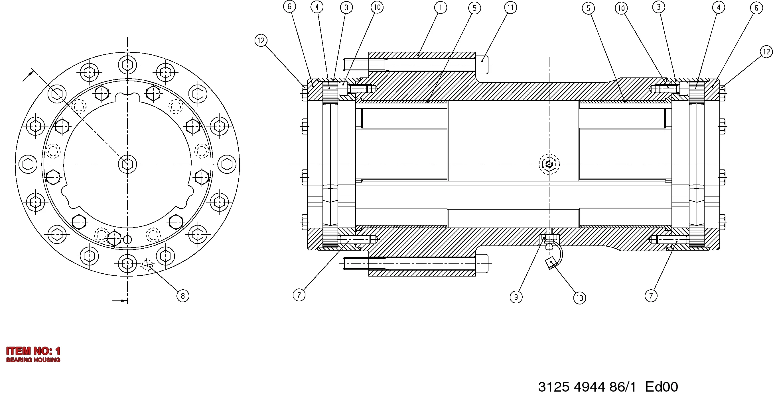 3125 4944 03 BEARING HOUSING - Technical Drawing