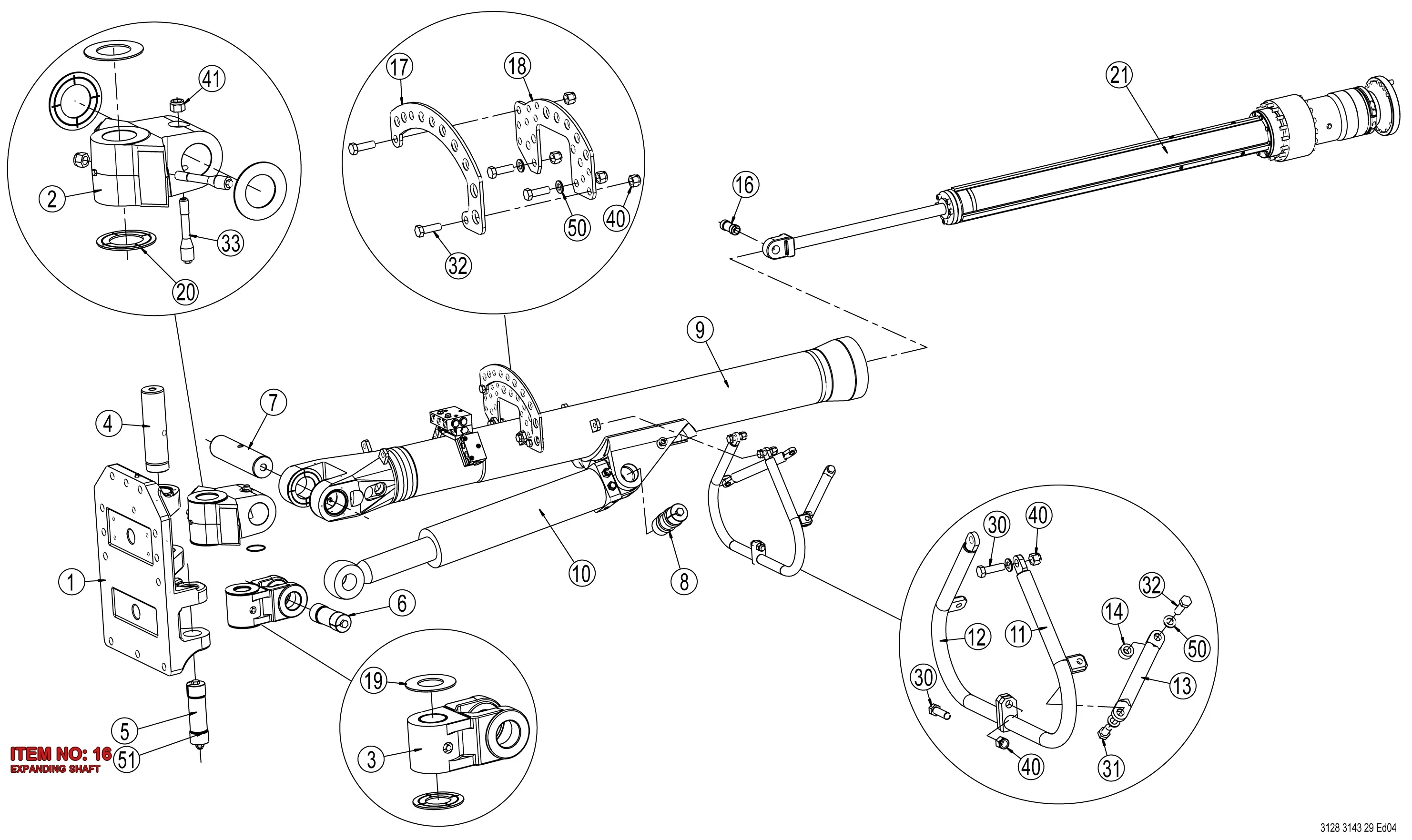 3125 4968 80 EXPANDING SHAFT - Technical Drawing