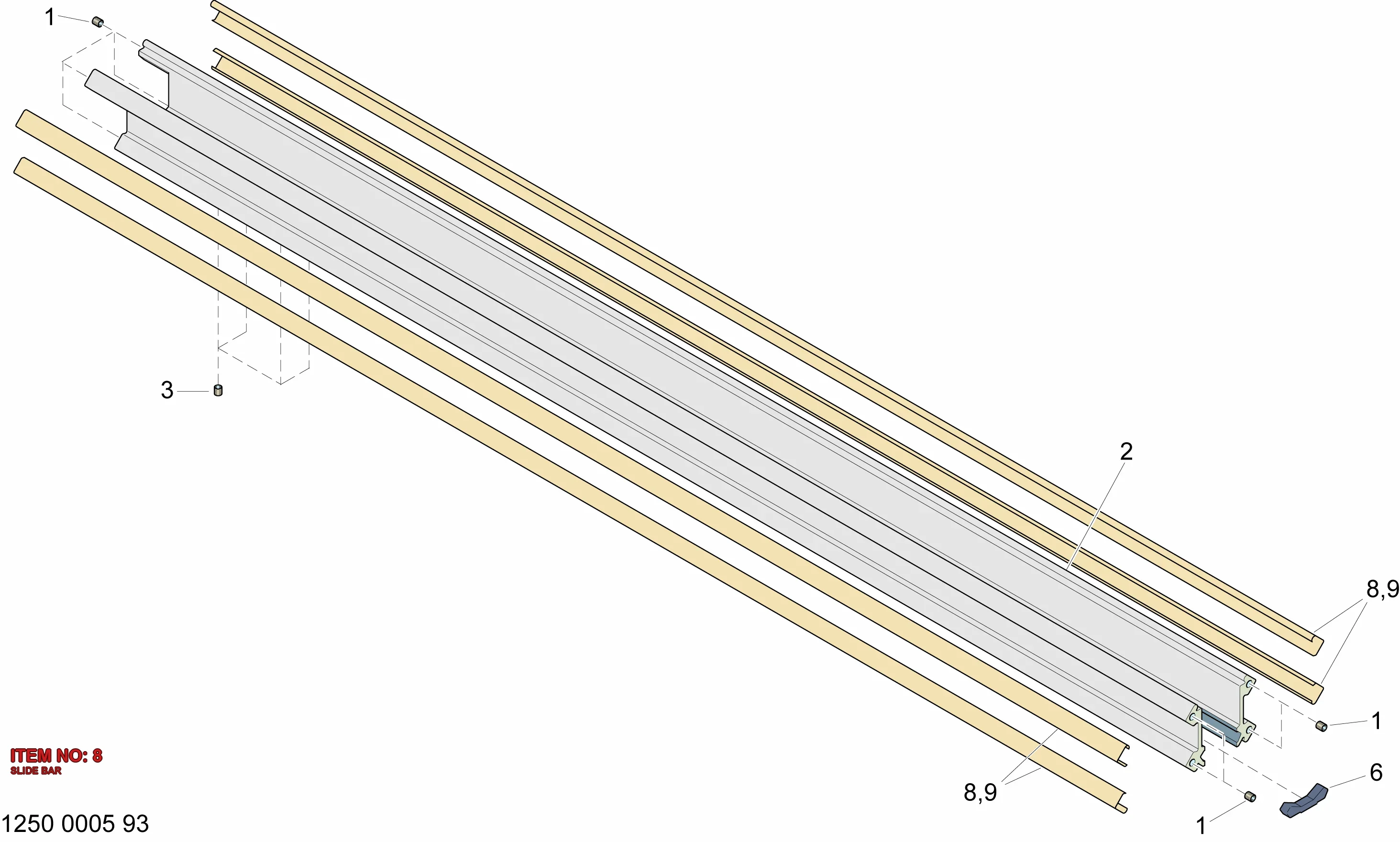 3128 0458 18 SLIDE BAR - Technical Drawing