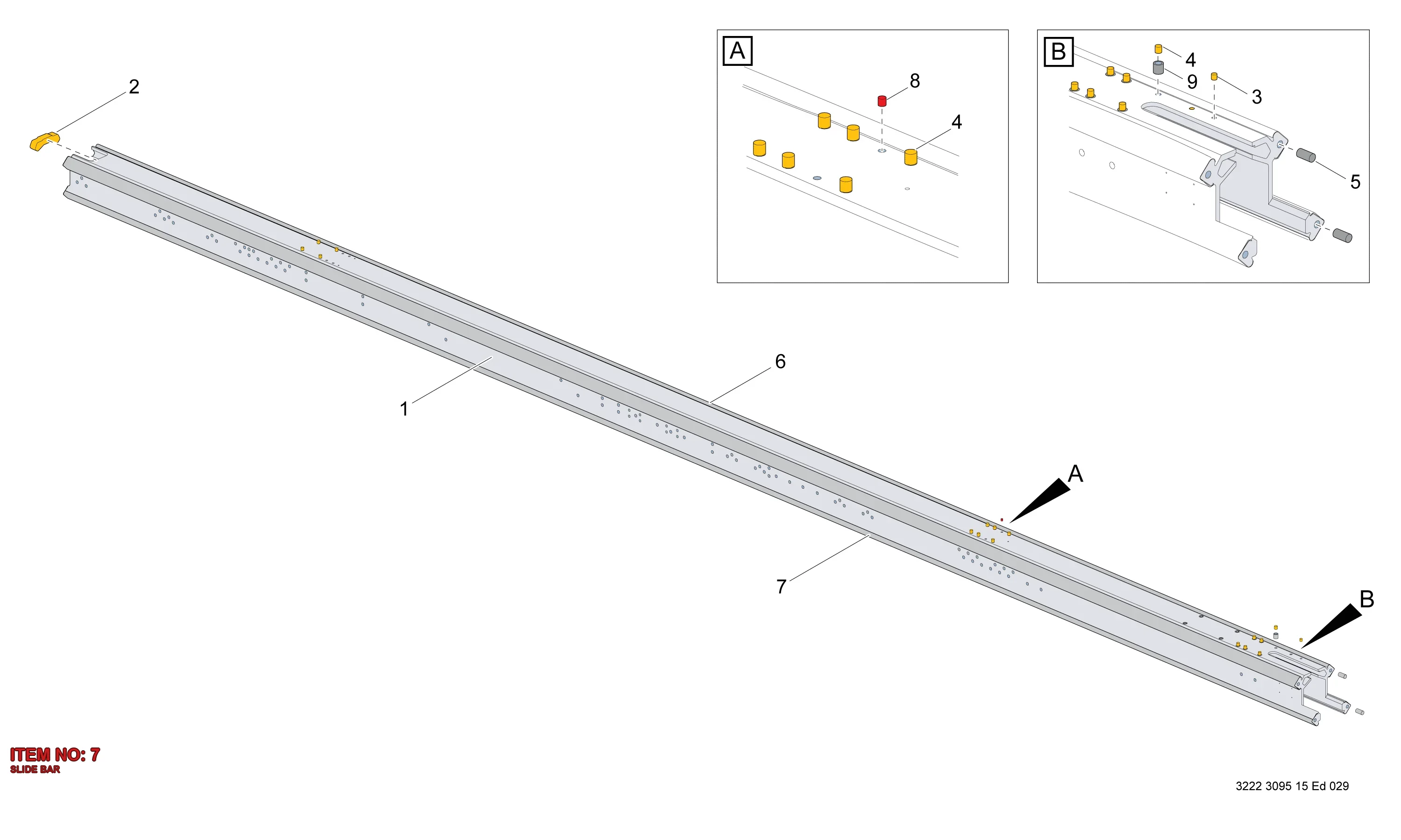 3128 0458 68 SLIDE BAR - Technical Drawing