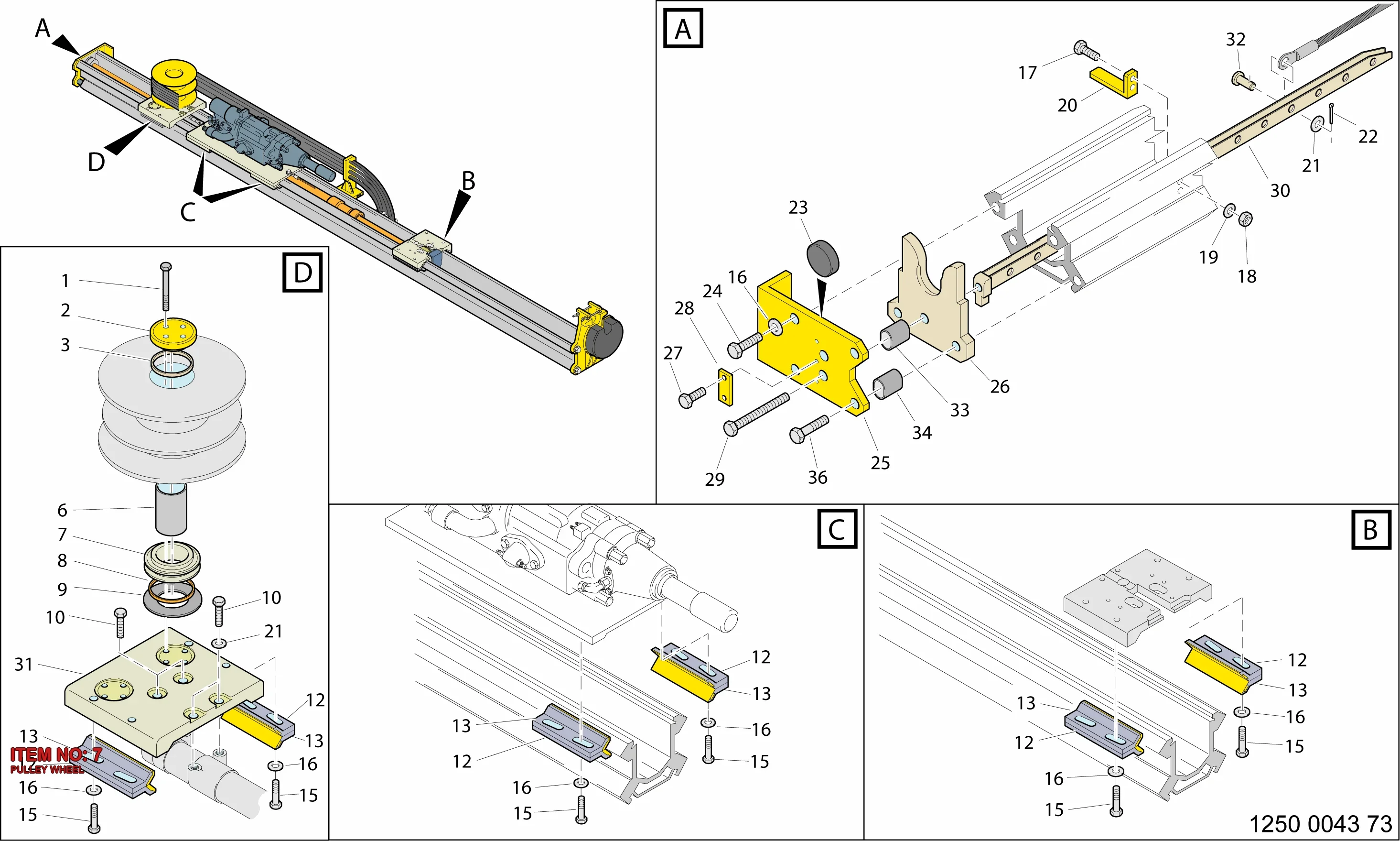 3128 0784 30 PULLEY WHEEL - Technical Drawing