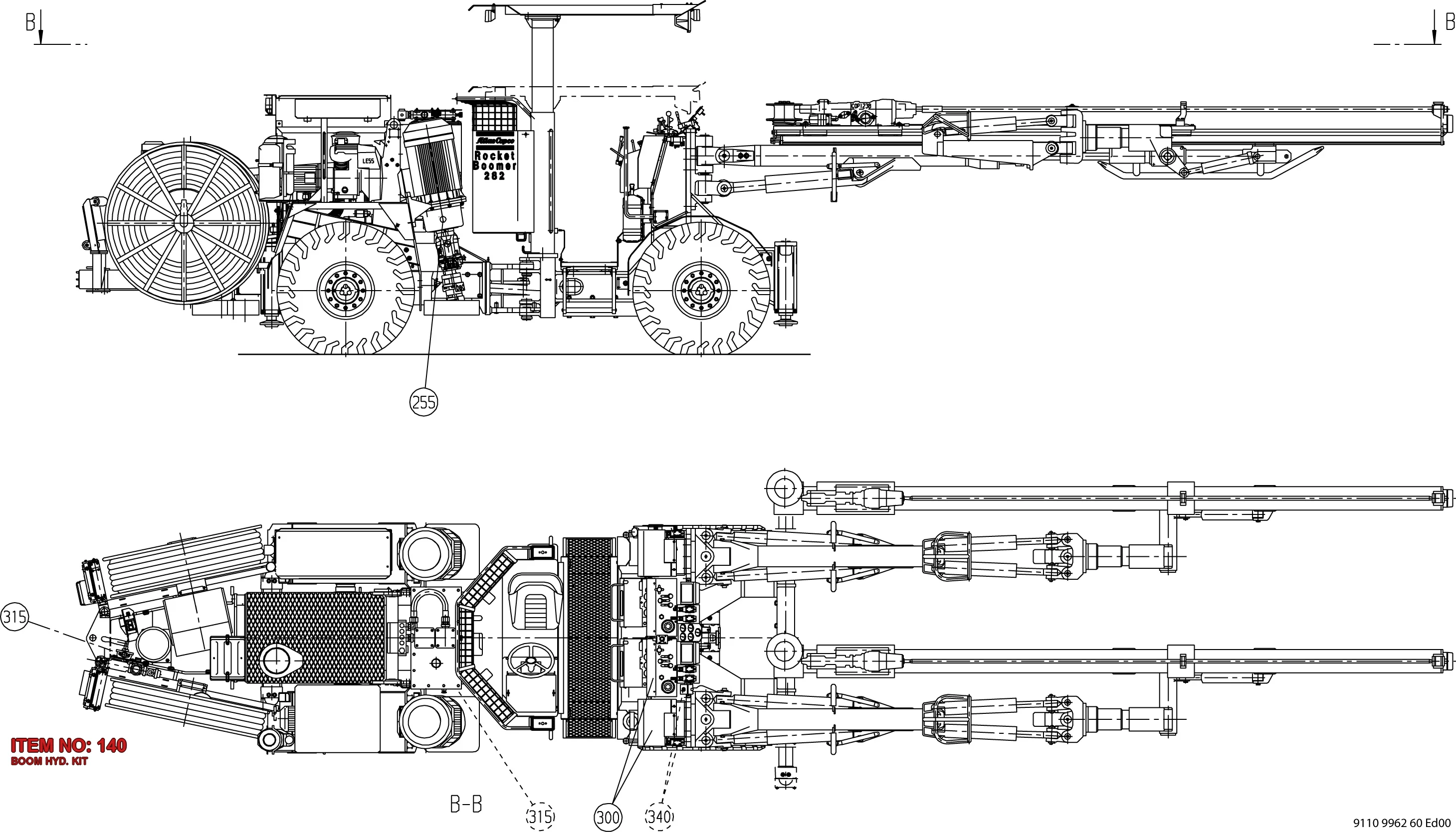 3128 2090 59 BOOM HYD. KIT - Technical Drawing