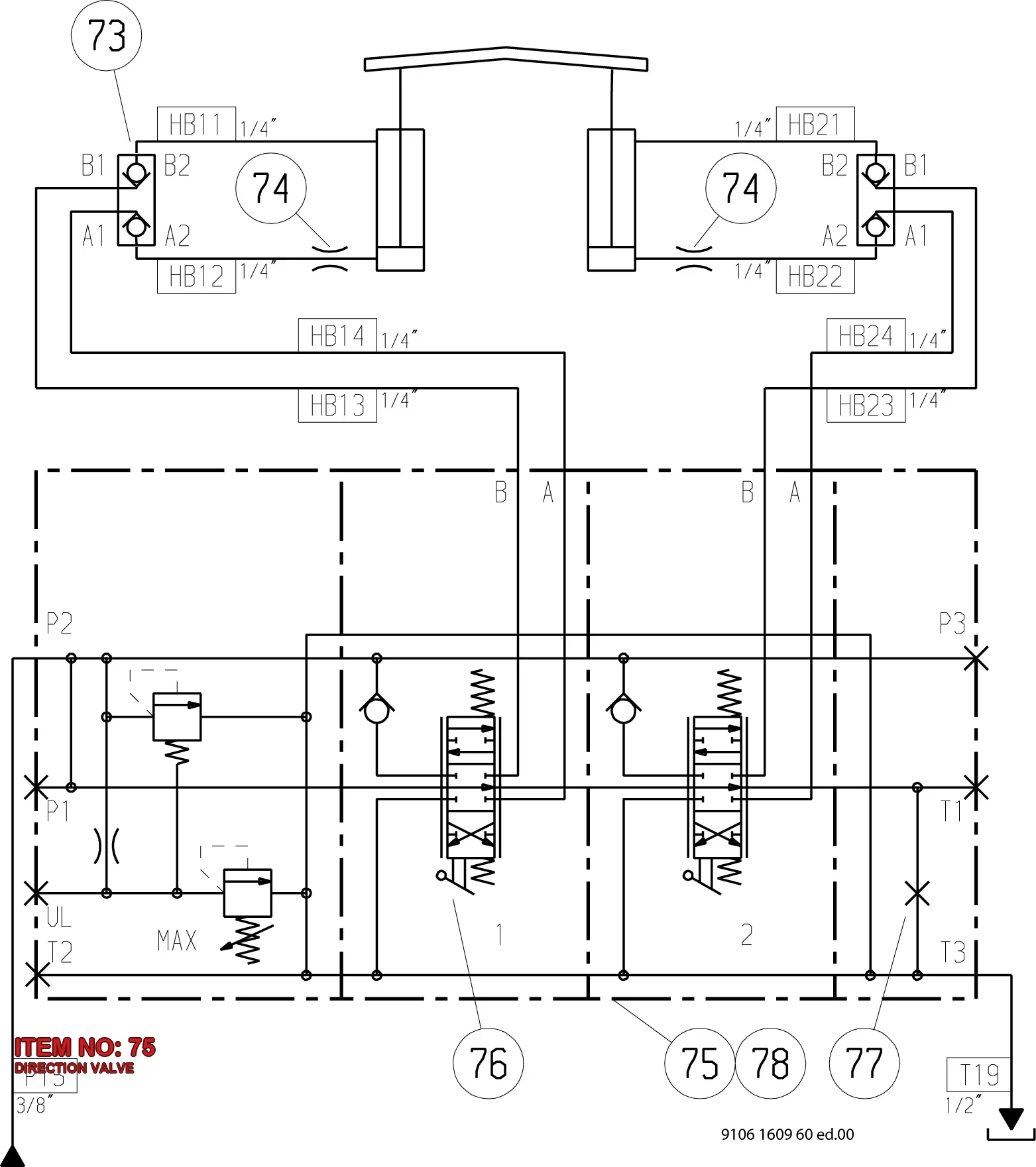 3128 2090 72 DIRECTION VALVE - Technical Drawing
