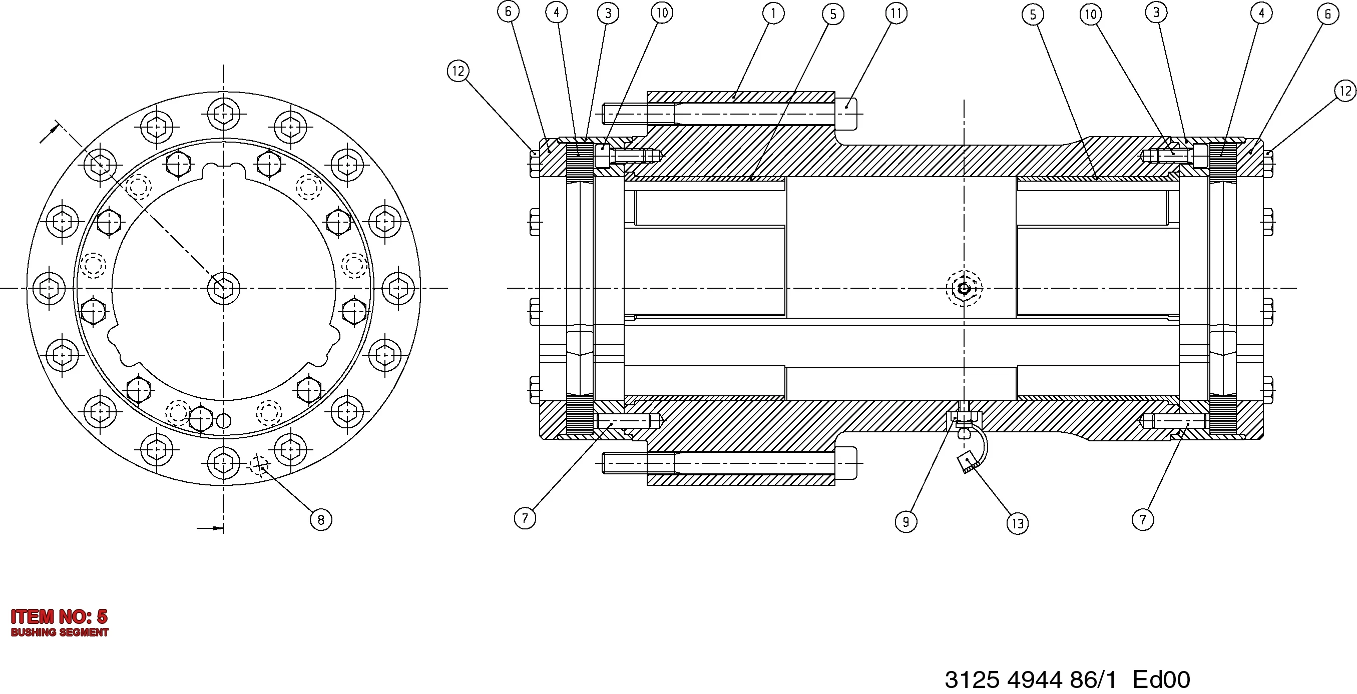 3128 2169 00 BUSHING SEGMENT - Technical Drawing