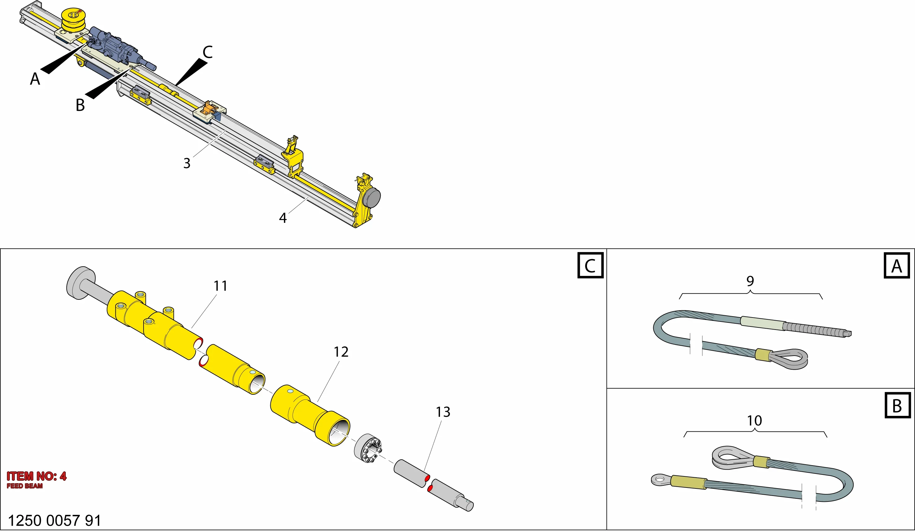 3128 2563 55 FEED BEAM - Technical Drawing