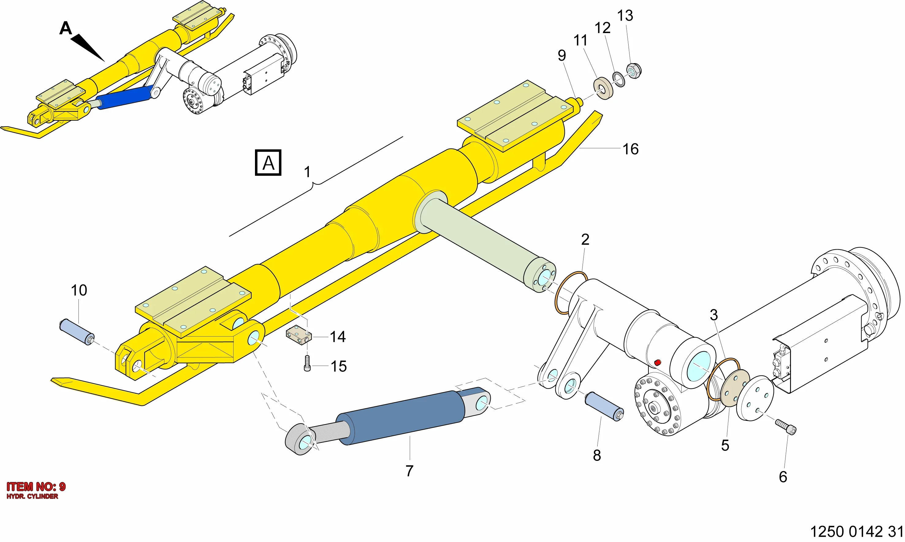 3128 2598 43 HYDR. CYLINDER - Technical Drawing