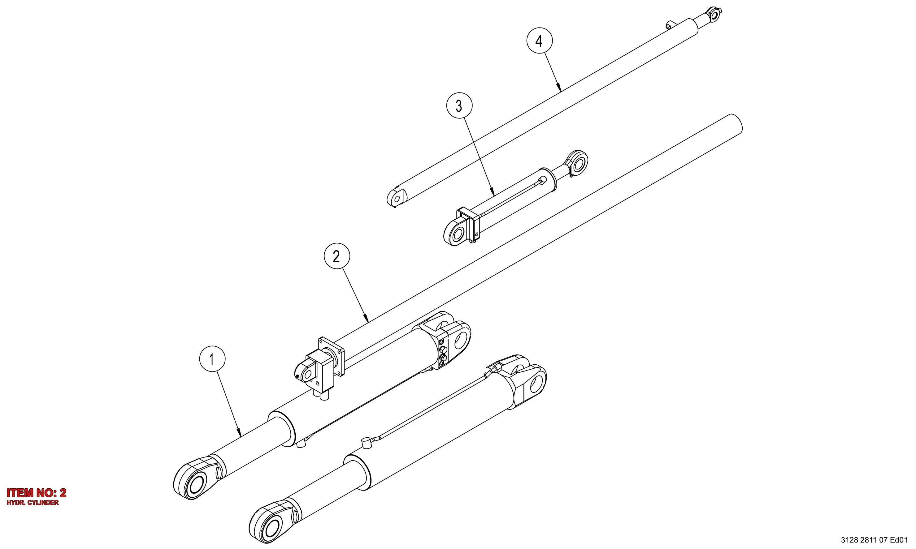 3128 2808 81 HYDR. CYLINDER - Technical Drawing
