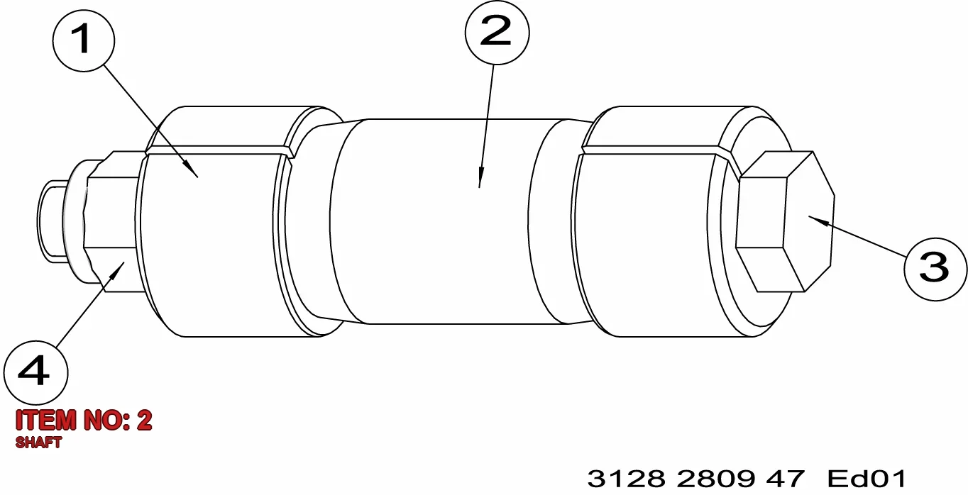 3128 2809 43 SHAFT - Technical Drawing