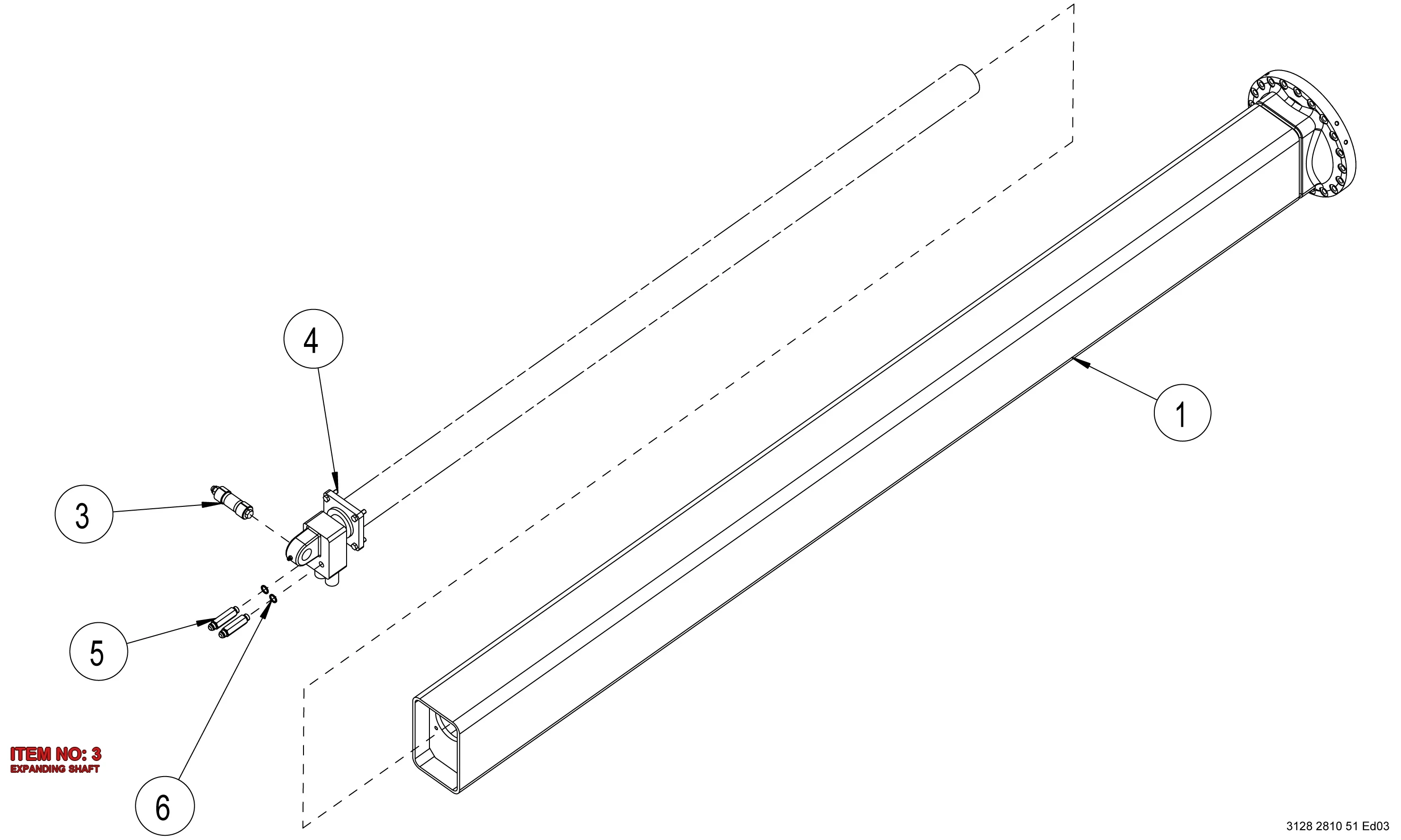 3128 2809 47 EXPANDING SHAFT - Technical Drawing