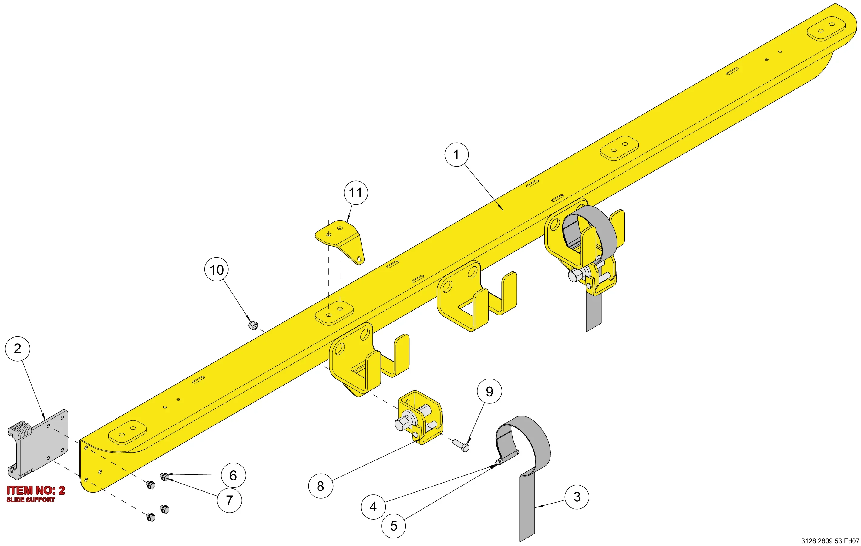 3128 2809 61 SLIDE SUPPORT - Technical Drawing