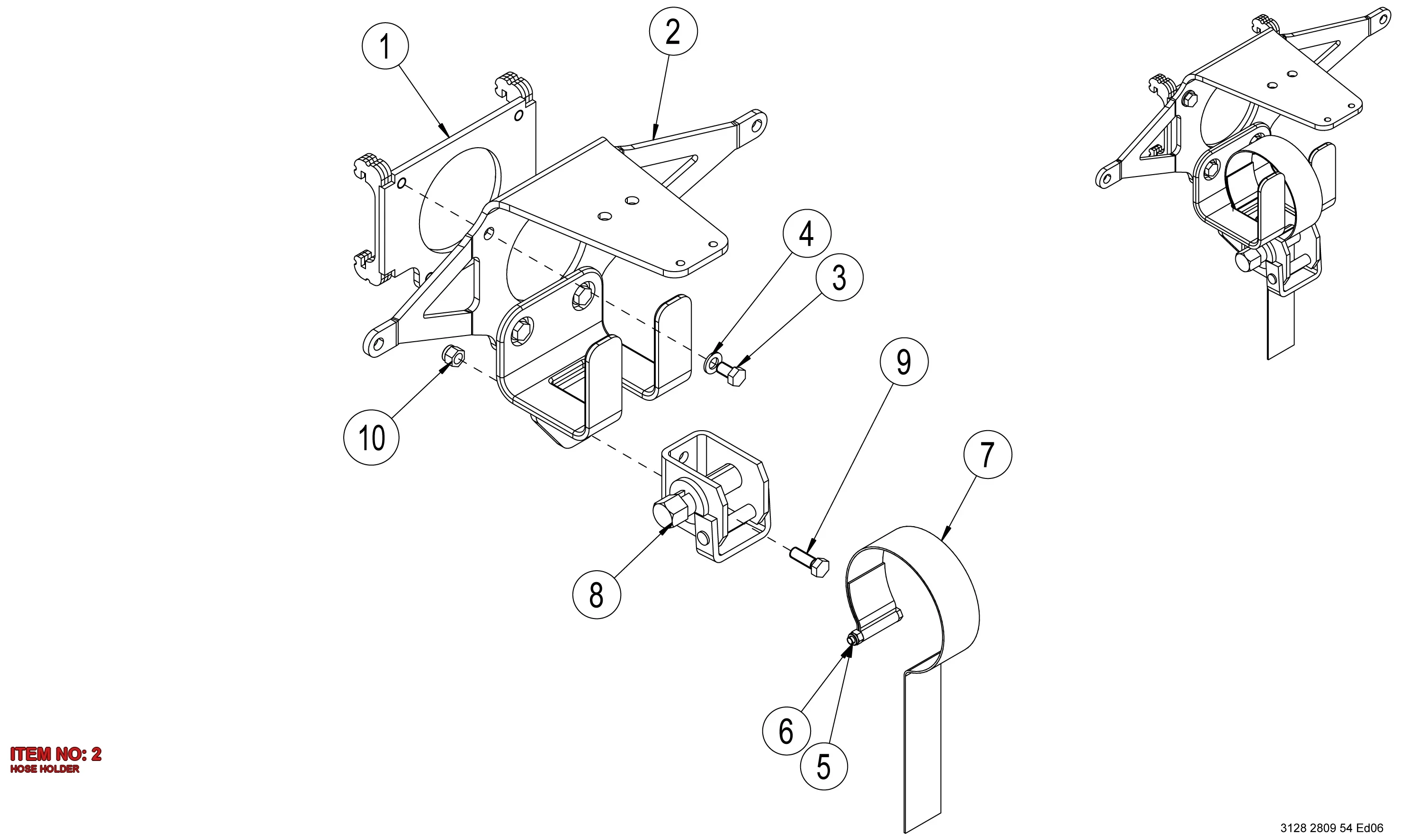 3128 2809 70 HOSE HOLDER - Technical Drawing