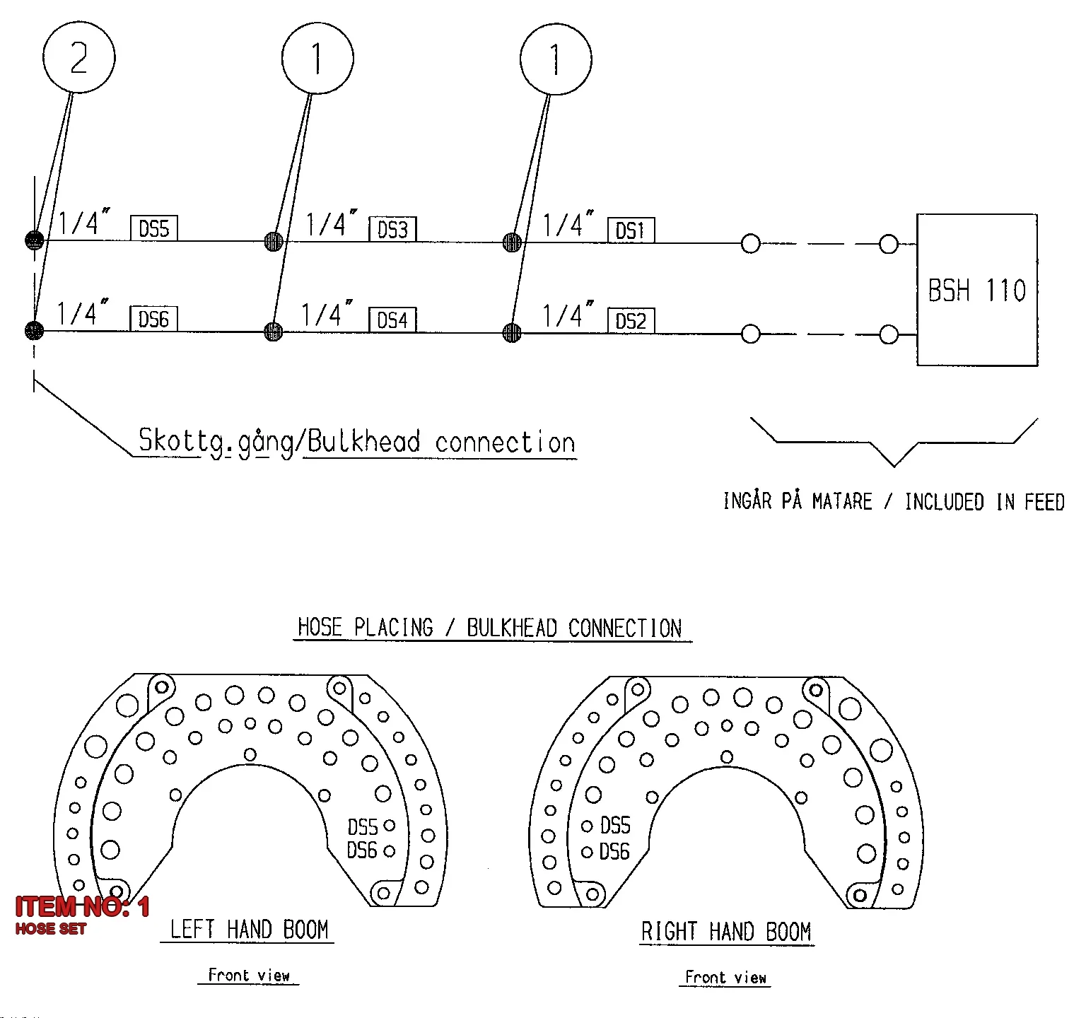 3128 2820 38 HOSE SET - Technical Drawing