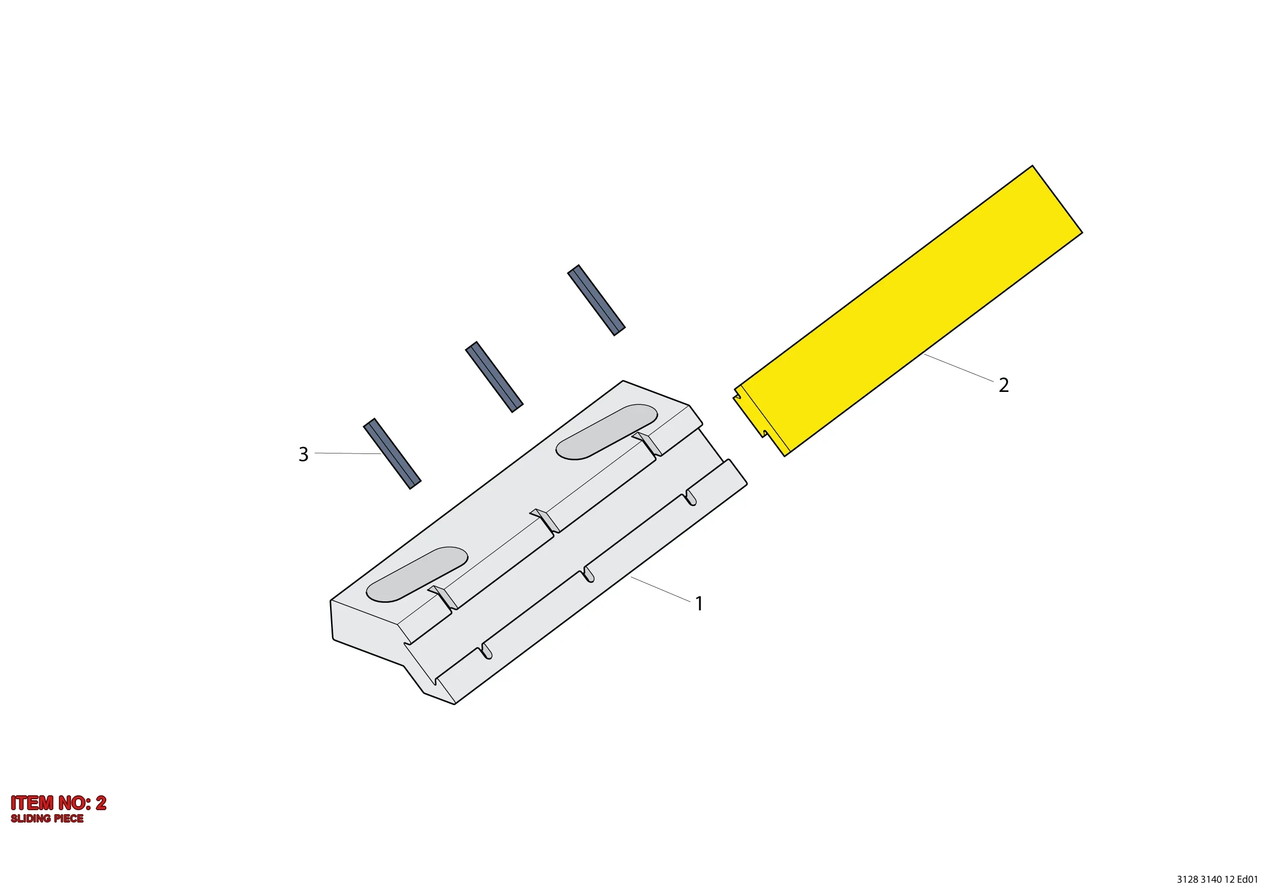 3128 3039 30 SLIDING PIECE - Technical Drawing