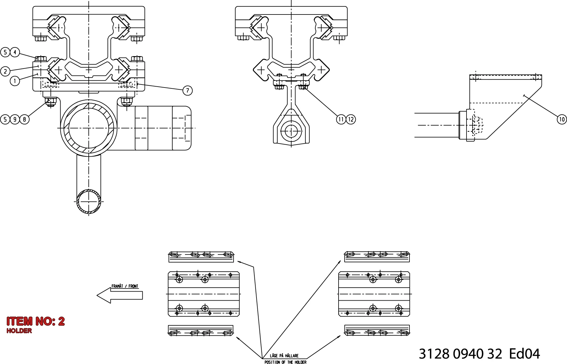 3128 3061 80 HOLDER - Technical Drawing
