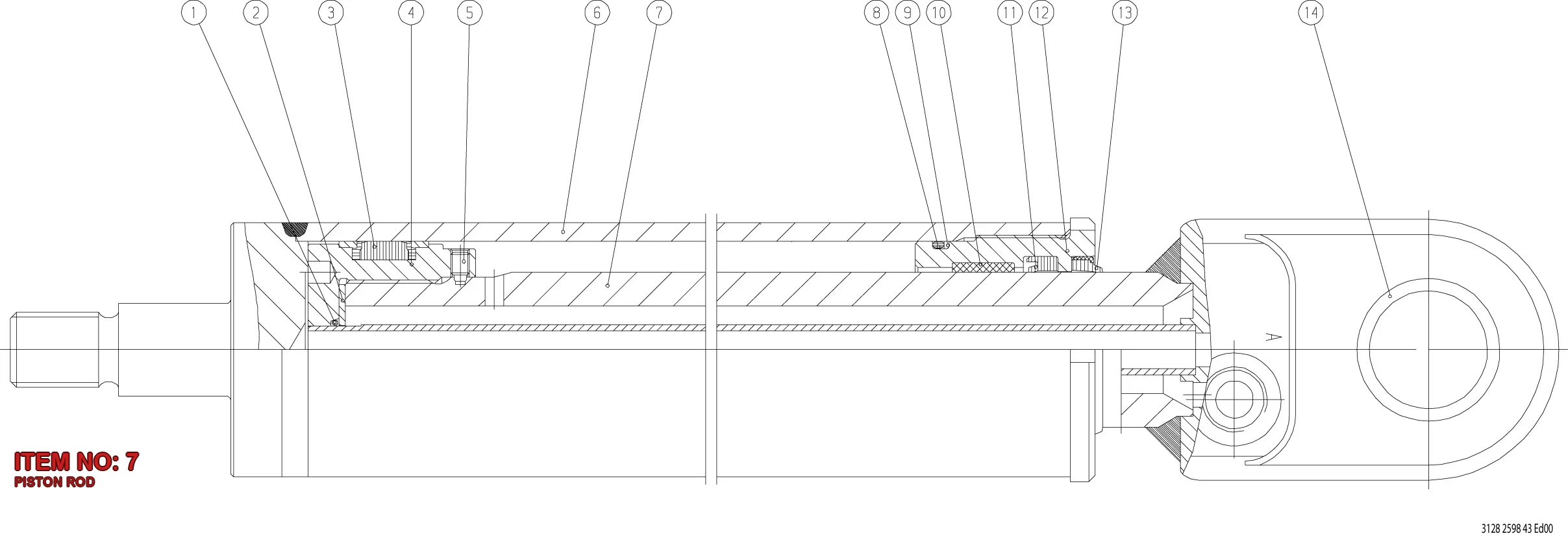 3128 3062 36 PISTON ROD - Technical Drawing
