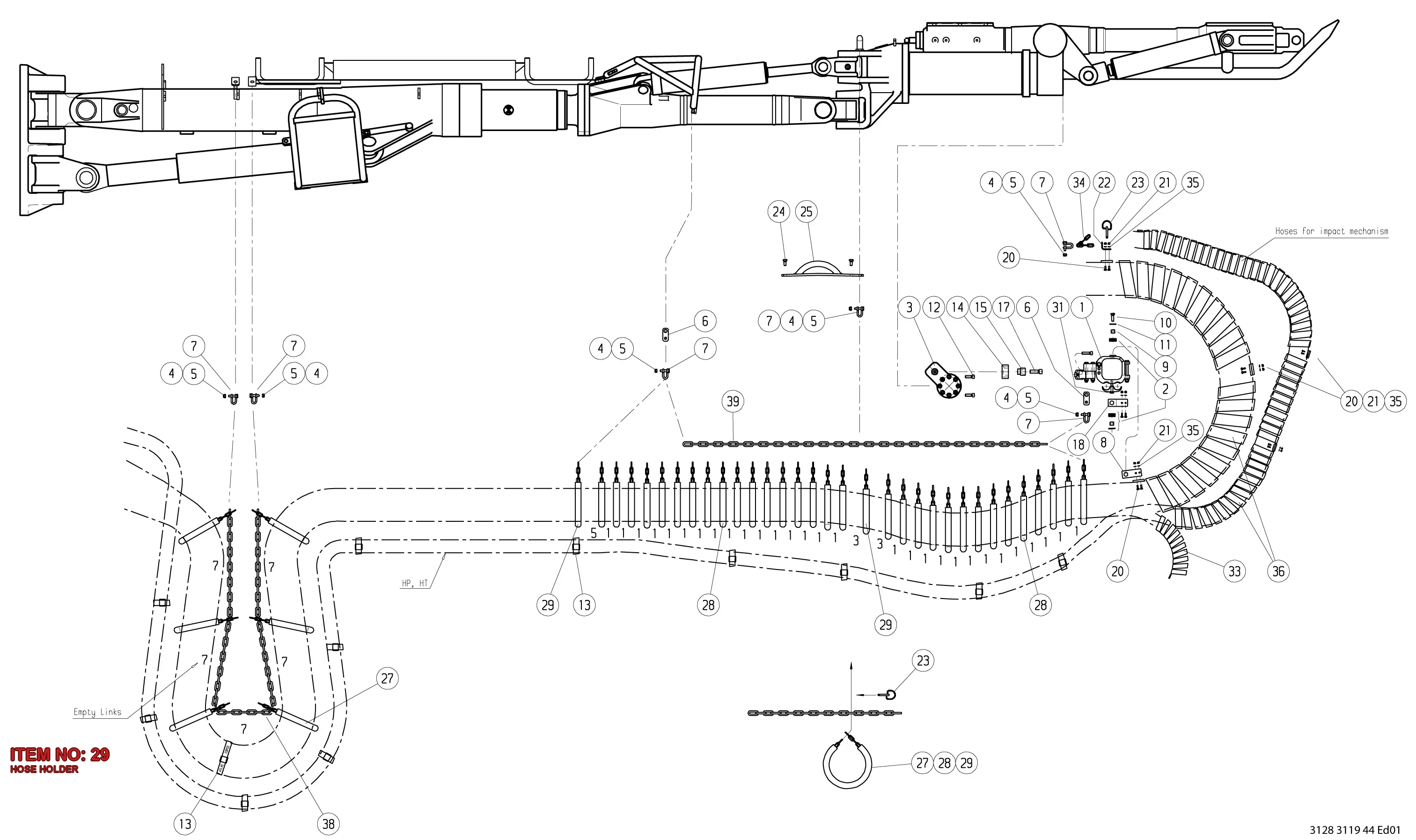 3128 3077 20 HOSE HOLDER - Technical Drawing