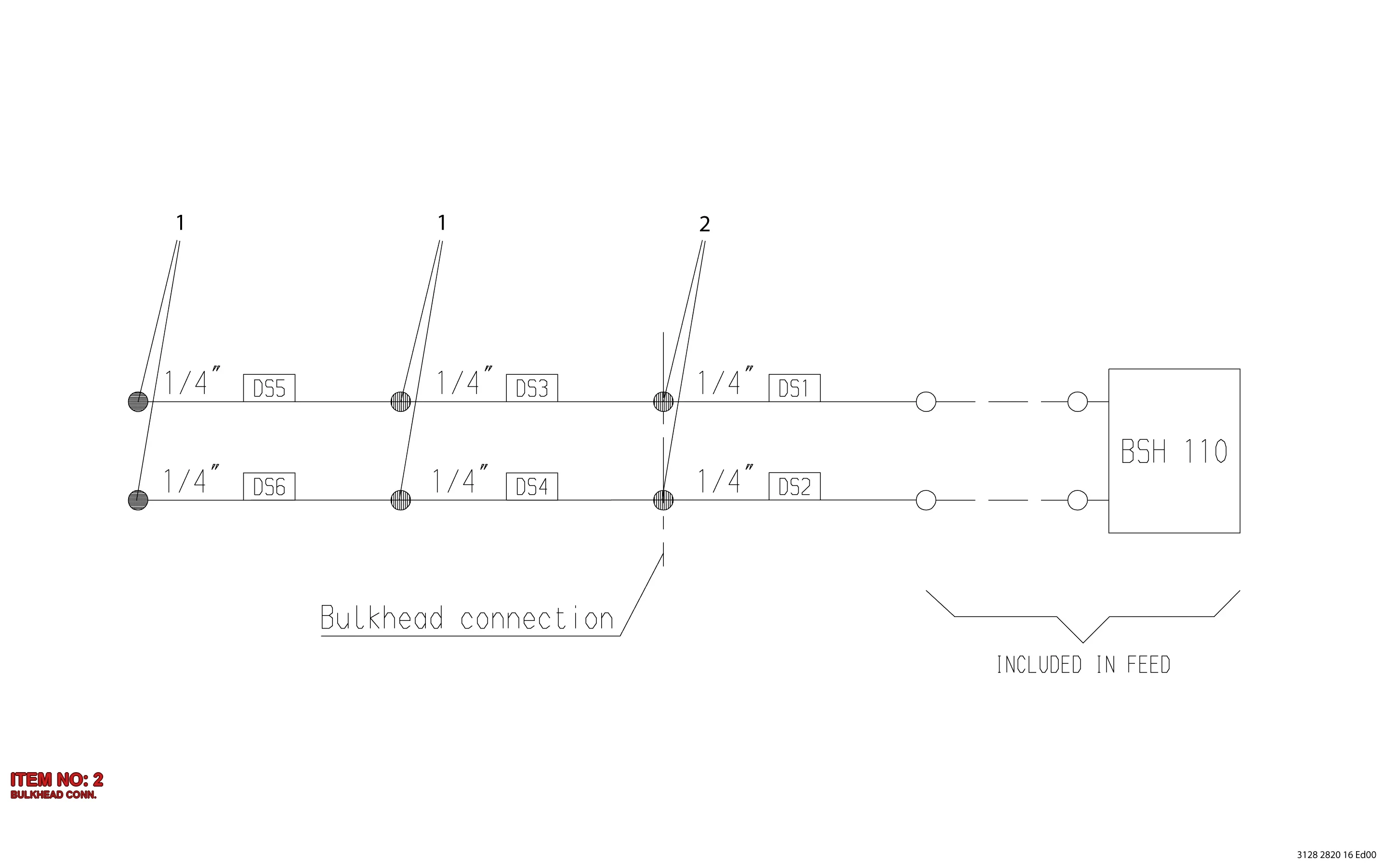 3128 3108 52 BULKHEAD CONN. - Technical Drawing