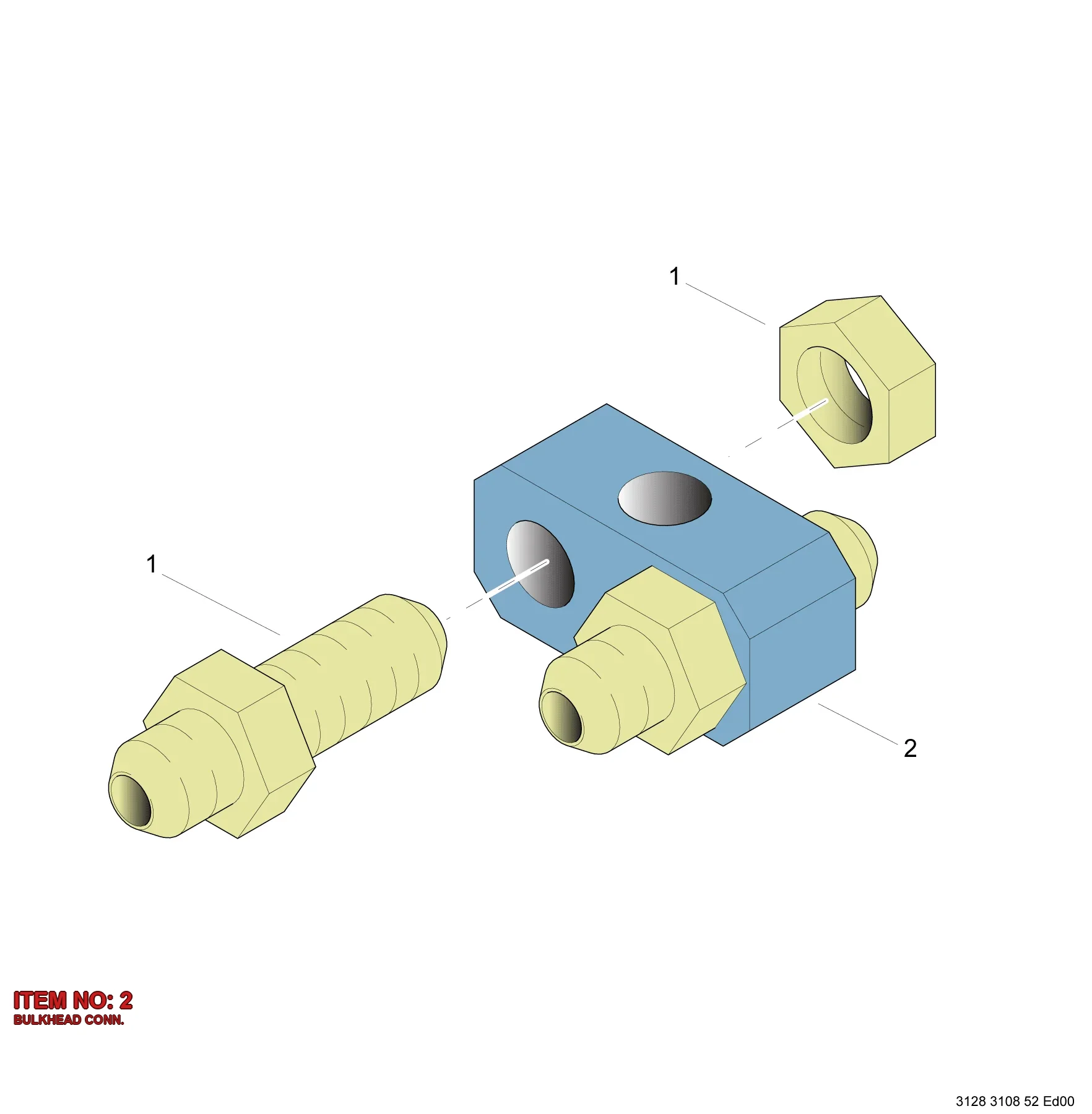 3128 3108 53 BULKHEAD CONN. - Technical Drawing