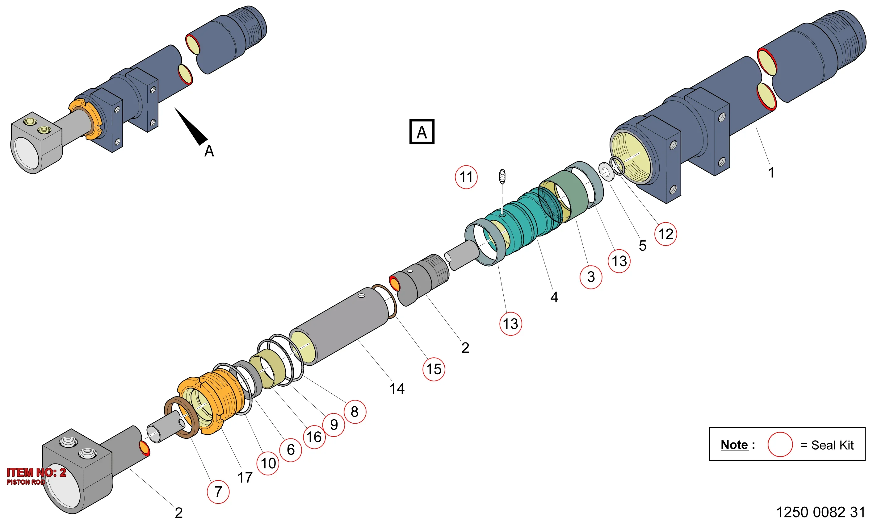 3128 3142 61 PISTON ROD - Technical Drawing