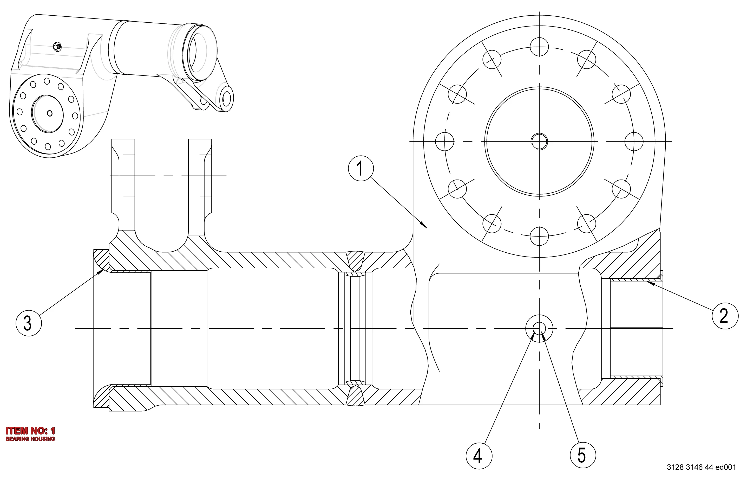 3128 3146 43 BEARING HOUSING - Technical Drawing