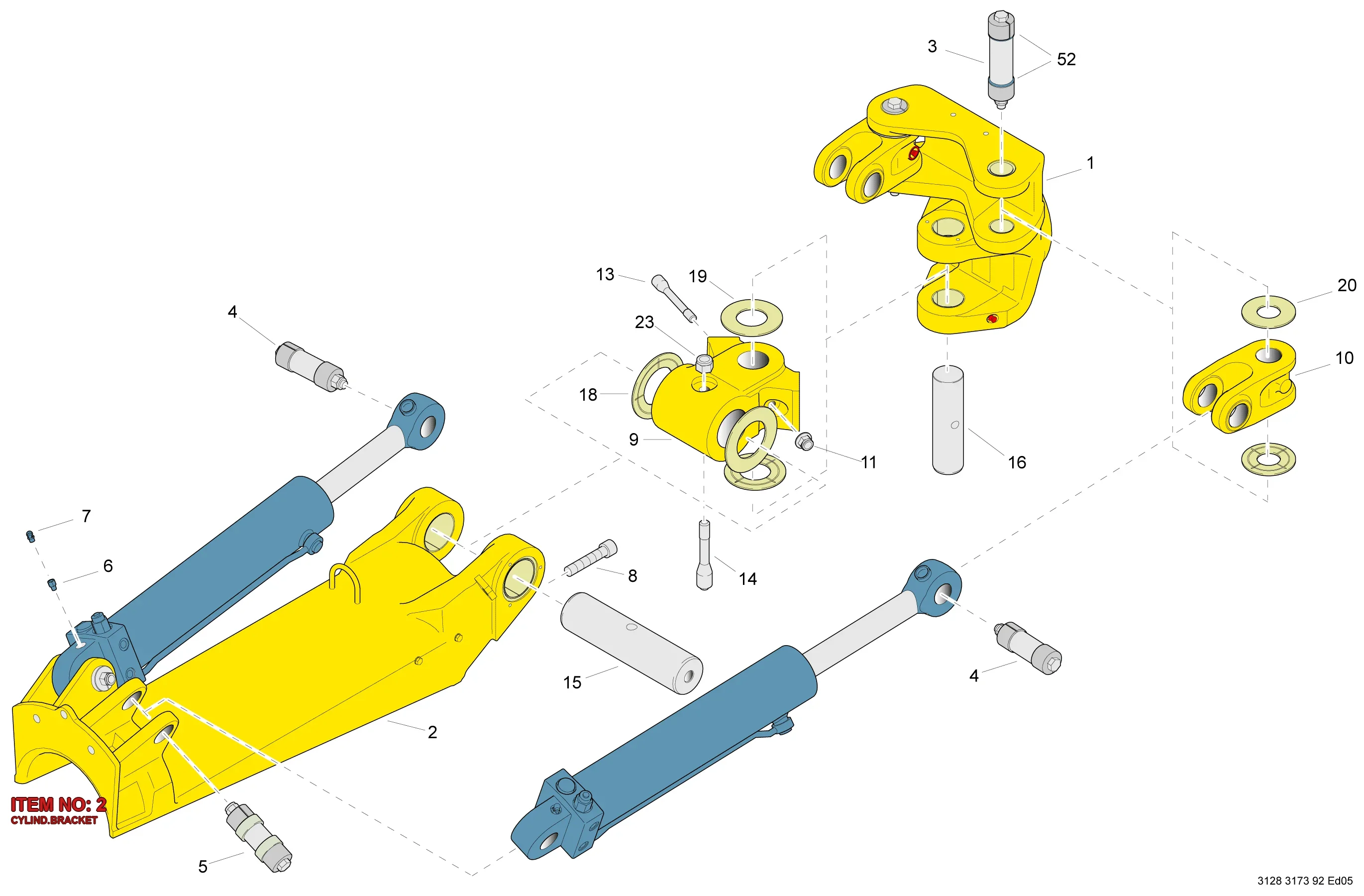 3128 3165 47 CYLIND.BRACKET - Technical Drawing